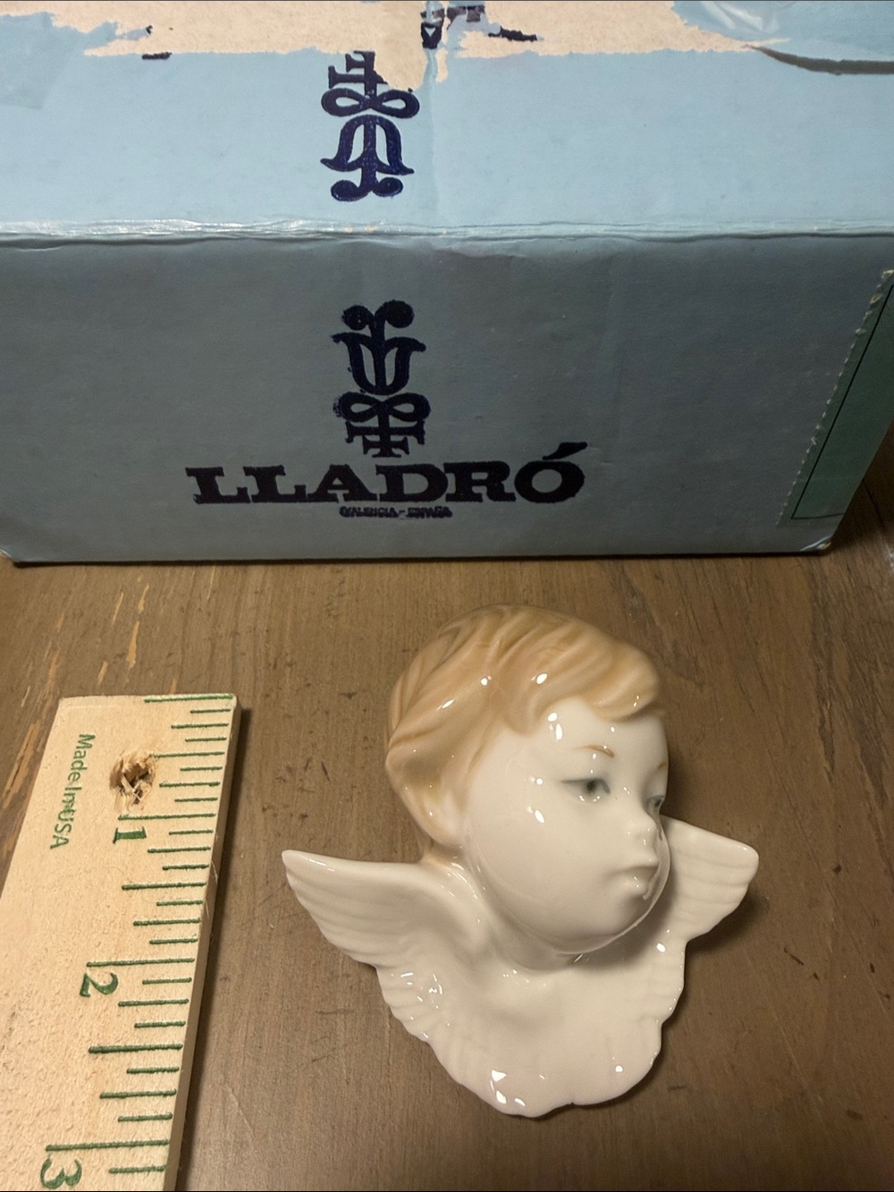 Lladro Porcelain Cherub Head in White and Blonde